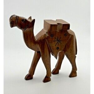 Hand Carved Egyptian Wooden Camel Figurine